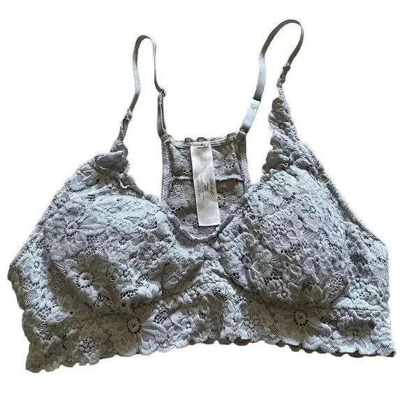 Mae Blue Embroidered Lace Paded Sporty Intimates Bralette Sport Bra SZ M - Picture 1 of 9